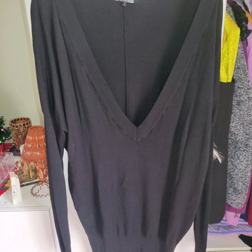 Long-sleeve elastic blouse used, black, size M