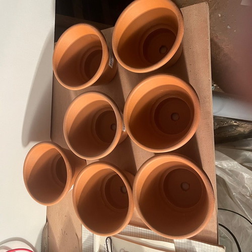 Deroma terracotta flower pots with hole made in Italy, set of 10