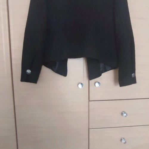 Bouclé jacket like new, S/M, with silver buttons, black