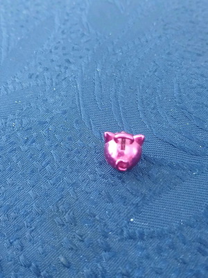 Piggy bank pendant new, 925 silver with fuchsia paint