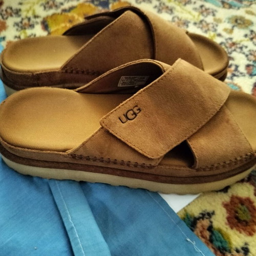 Ugg Goldenstar Cross Slide Sandals like new, suede, size 40
