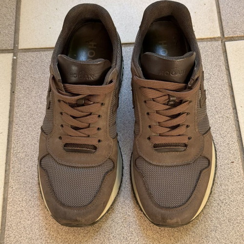 Hogan Brown Leather and Mesh Sneakers used, UK 6 EU 40
