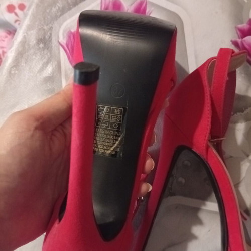 High Heeled Velvet Red Sandals size 37, new