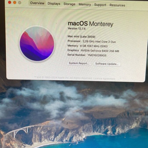 Mac mini 2009 with charger and monitor adapter