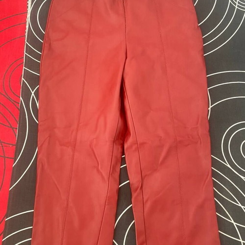 Zara red faux leather pants size S like new