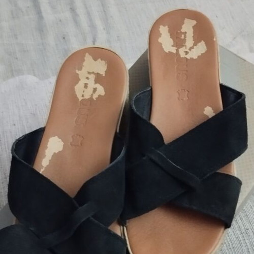 Platform sandals black size 38 used, 5 cm heel height