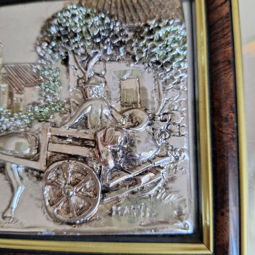 Decorative embossed wall plaque with rural scene, like new