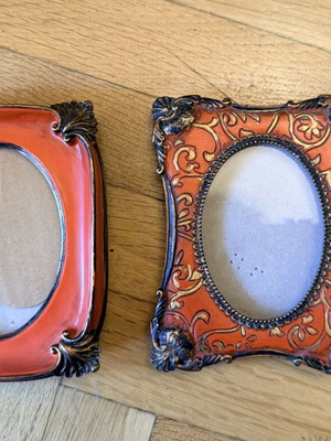 Vintage Mini Photo Frames set of 2 Baroque style orange-gold