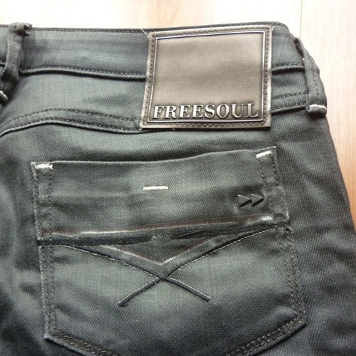 Freesoul women's waxed shiny jeans like new, black, size S
