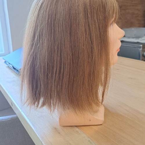 Wig 100% natural hair, long bob, light brown, new