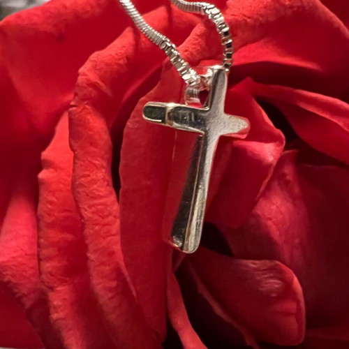Silver small cross and chain new