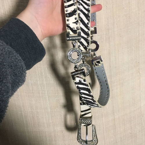Y2K chain leather animal pattern belt like new