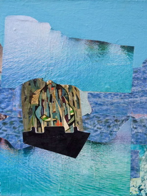 Surrealism painting with acrylic and collage new
