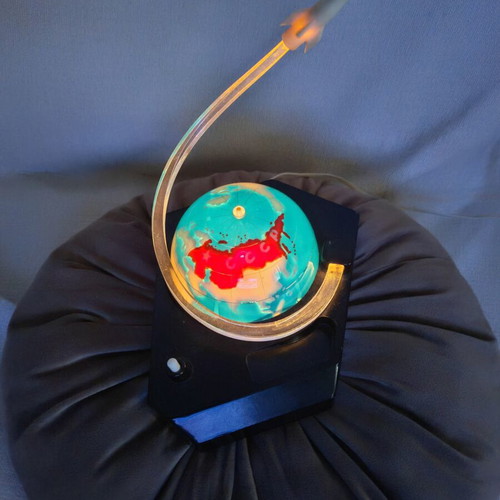 Vintage Soviet Space Age Globe Lamp with Rocket, 1970s