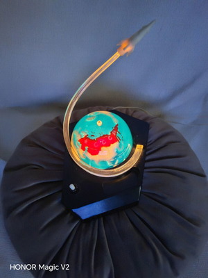 Vintage Soviet Space Age Globe Lamp with Rocket, 1970s