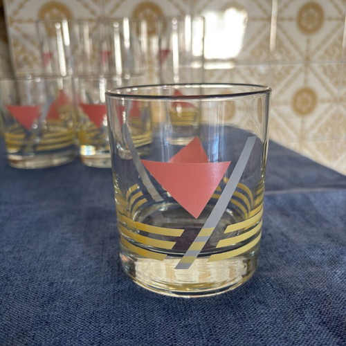 Glass set 3 tall and 3 short glasses like new