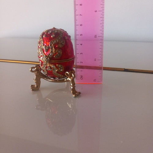 Decorative Egg Bijouterie Box with Enamel and Strass like new