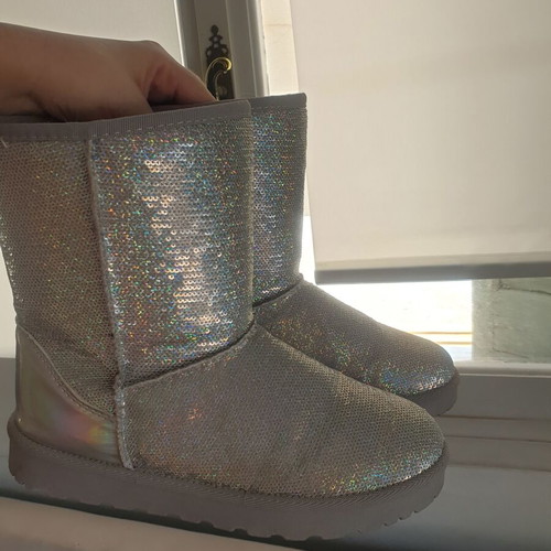Winter boots A To Z Greek used, turquoise and silver, with fur inside