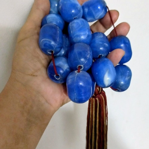 Handmade Worry Beads with Large Blue Beads New