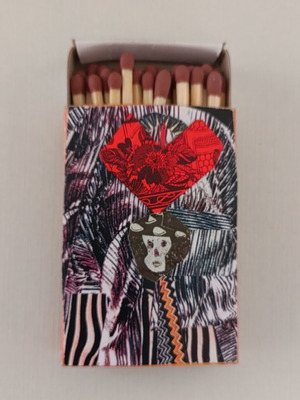 Collectible matchbox with modern art collage, new