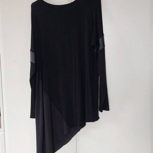 Black fuego asymmetrical blouse with transparency