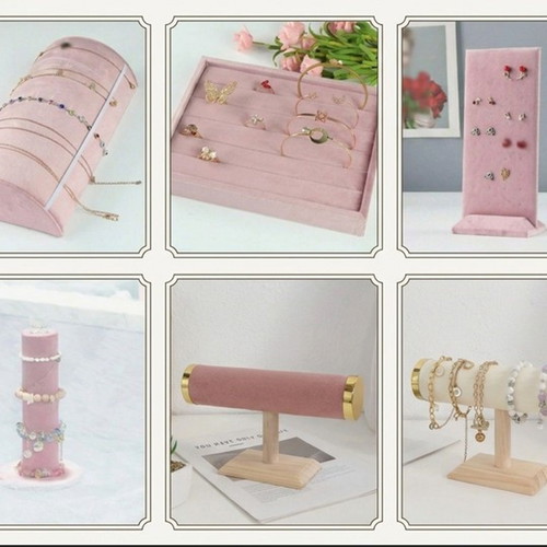 Jewelry display stands new, pink velvet set from SHEIN