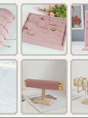 Jewelry display stands new, pink velvet set from SHEIN