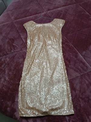 Φόρεμα Attrattivo μίνι καινούργιο, όλο χάντρα ροζ/χρυσό μέγεθος M