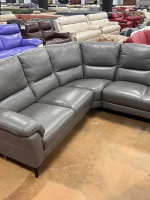 Gray corner leather sofa Lucca new, 100% genuine leather