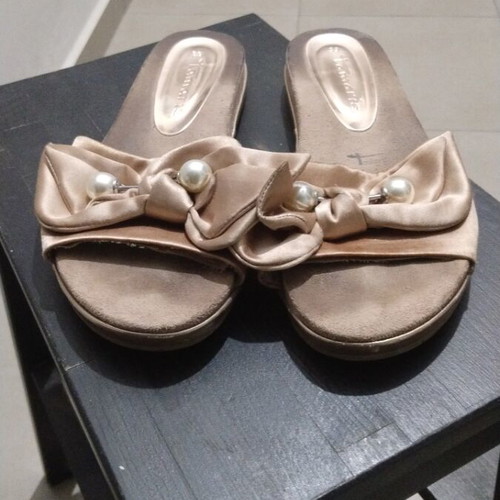 Tamaris women's slippers, pink and gold