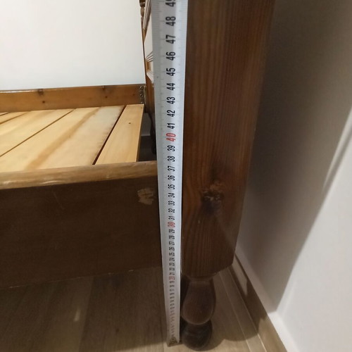 Wooden bed used, 2 meters long, 1 meter wide