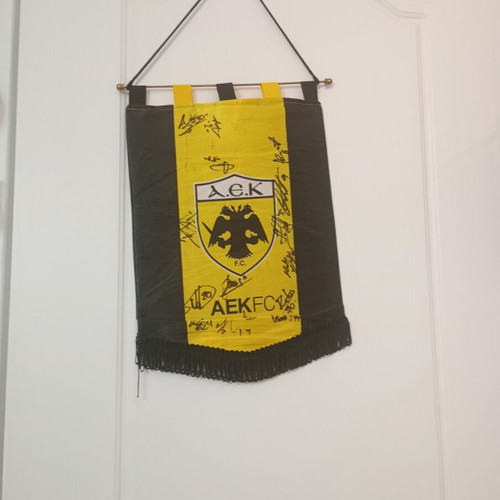 AEK Flag with Player Signatures 21-22, New, Greek Champion