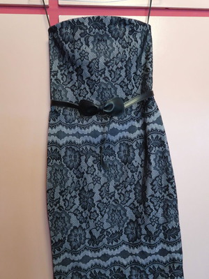 ALE Small Strapless Dress with Lace Design in Black and Grey, Like New