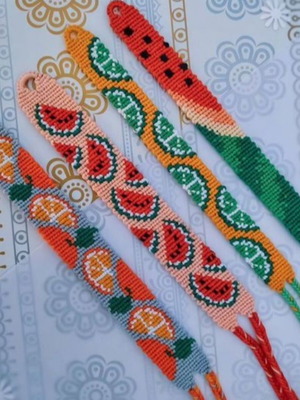 Macrame bracelet with summer fruit designs new, colorful