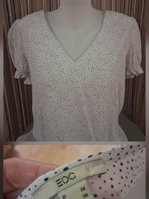 Polka Dot Blouse like new, size L, black and white
