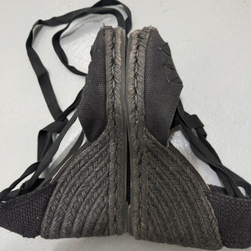 Castaner espadrilles with heel used, black, ankle ties, size 37