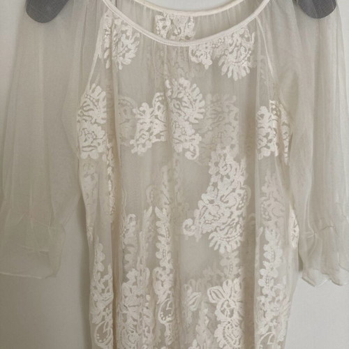 Transparent cream blouse size large - medium like new
