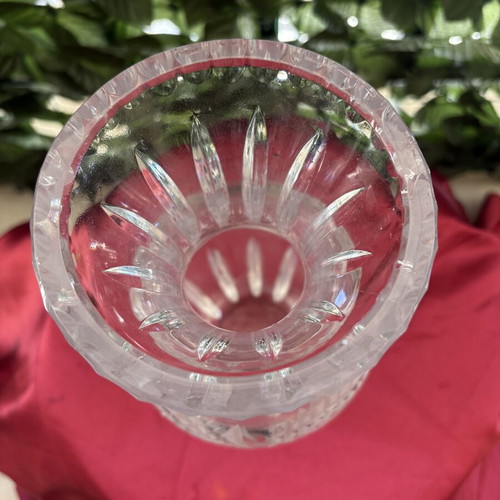 Crystal decorative vase with carved design, height 28 cm, like new