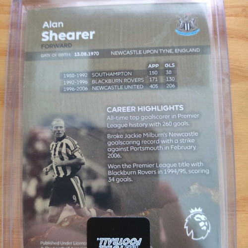 Topps Total Football Alan Shearer Newcastle Aeternus Gold card like new