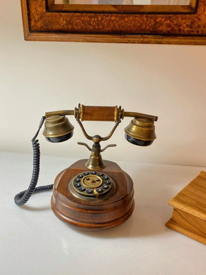 Vintage τηλεφωνική συσκευή SITEL ξύλινη καινούργια