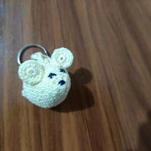 Handmade knitted mouse keychain new