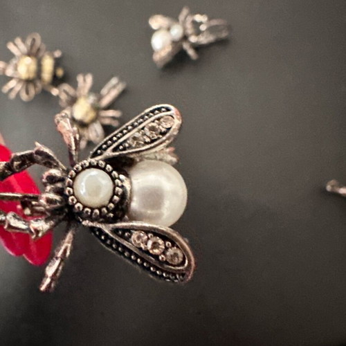 Vintage Style Earrings with Pearl and Crystals used