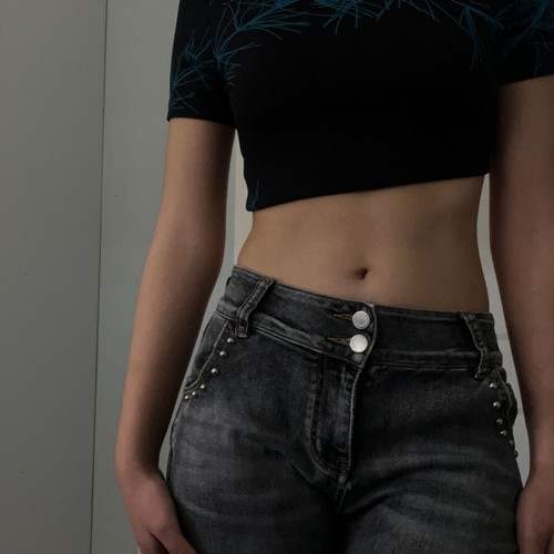 Sure crop top new with details, size XS, black and blue