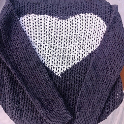Crochet black and white sweater medium used, cotton, mesh knit