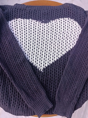 Crochet black and white sweater medium used, cotton, mesh knit