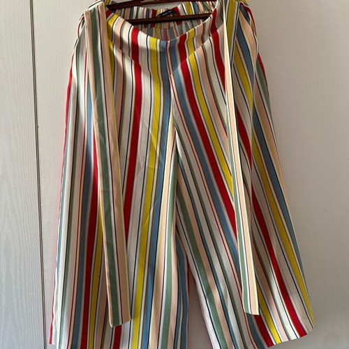 Zara zip culottes with colorful stripes, new
