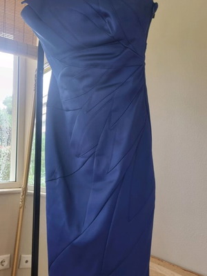 Μιντι σατέν φόρεμα Karen Millen στραπλες μπλε ελεκτρικ σαν καινούργιο