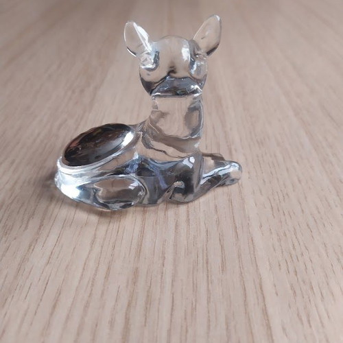 Glass dog figurine with silver detail like new