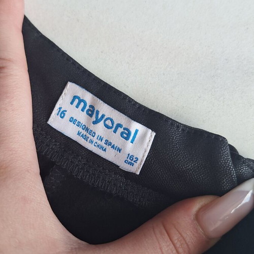 Mayoral black leather look skort like new, size XS-S