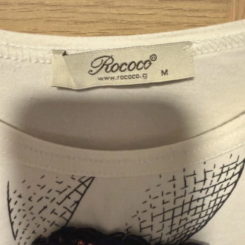 Rococo white t-shirt with Swarovski like new, size M